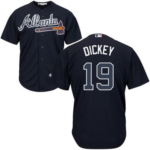 Braves #19 R.A. Dickey Navy Blue Cool Base Stitched Youth MLB Jersey