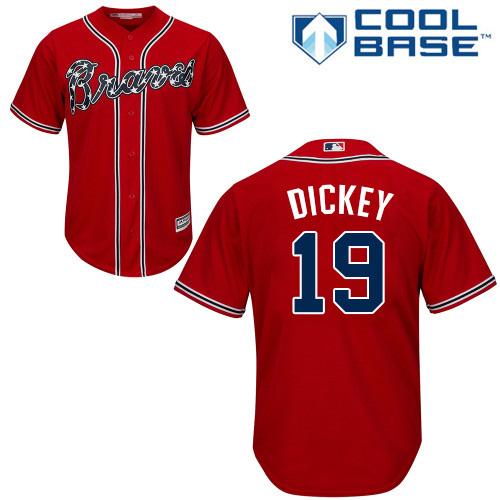 Braves #19 R.A. Dickey Red Cool Base Stitched Youth MLB Jersey