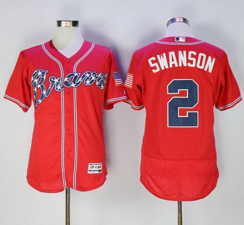 Braves #2 Dansby Swanson Red Flexbase Authentic Collection Stitched MLB Jersey Braves #2 Dansby Swanson Red Flexbase Authentic Collection Stitched MLB Jersey