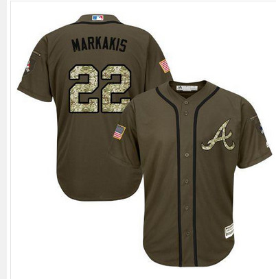 Braves #22 Nick Markakis Green Salute to Service Stitched MLB Jersey