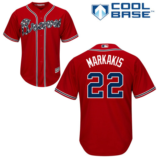 Braves #22 Nick Markakis Red Cool Base Stitched Youth MLB Jersey Braves #22 Nick Markakis Red Cool Base Stitched Youth MLB Jersey
