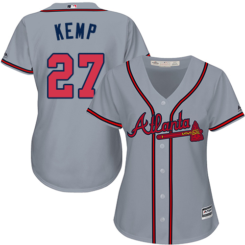 Braves #27 Matt Kemp Grey Road Women's Stitched MLB Jersey Braves #27 Matt Kemp Grey Road Women's Stitched MLB Jersey