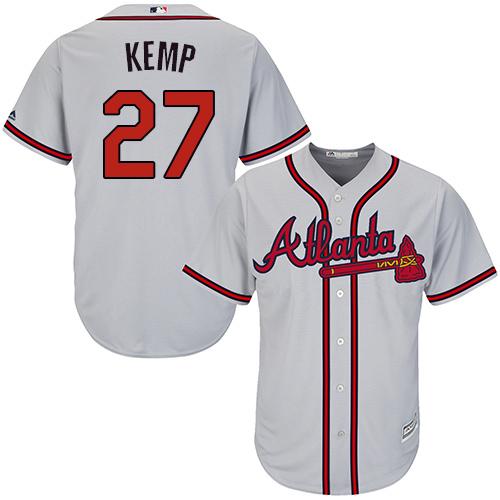 Braves #27 Matt Kemp Grey Road Women's Stitched MLB Jersey