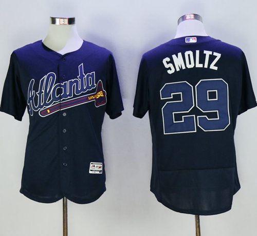 Braves #29 John Smoltz Navy Blue Flexbase Authentic Collection Stitched MLB Jersey Braves #29 John Smoltz Navy Blue Flexbase Authentic Collection Stitched MLB Jersey