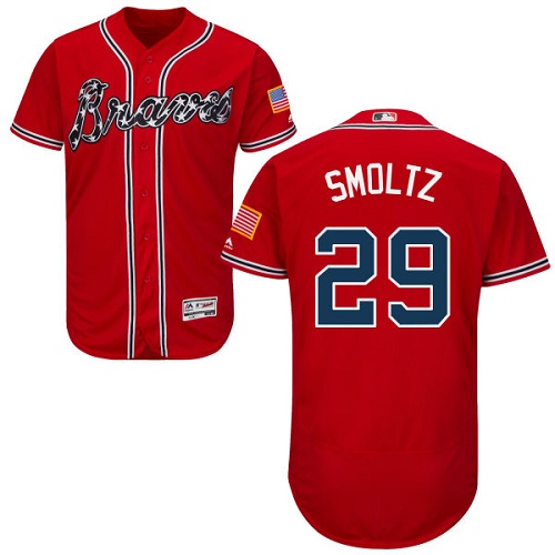 Braves #29 John Smoltz Red Flexbase Authentic Collection Stitched MLB Jersey Braves #29 John Smoltz Red Flexbase Authentic Collection Stitched MLB Jersey