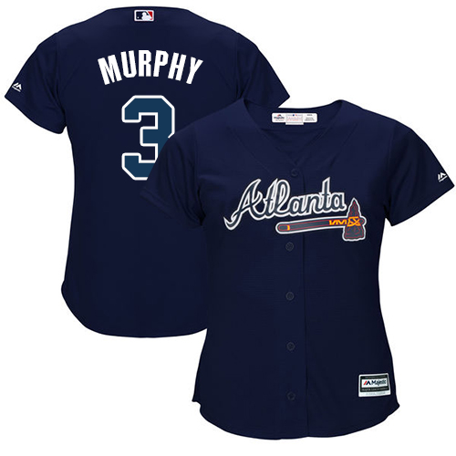 Braves #3 Dale Murphy Navy Blue Alternate Women's Stitched MLB Jersey