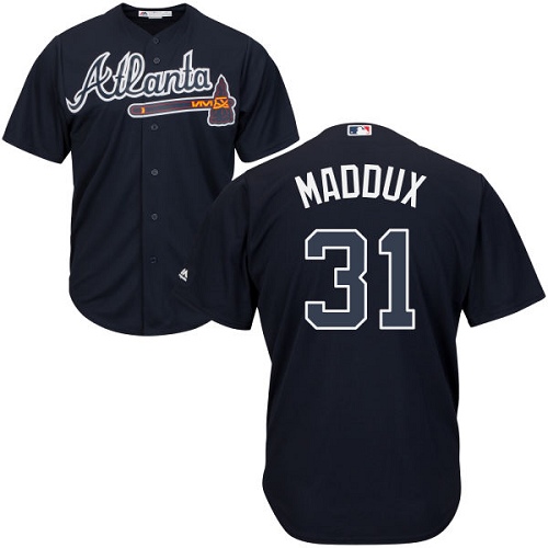 Braves #31 Greg Maddux Navy Blue Cool Base Stitched Youth MLB Jersey