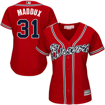 Braves #31 Greg Maddux Red Alternate Women's Stitched MLB Jersey