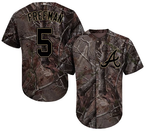 Braves #5 Freddie Freeman Camo Realtree Collection Cool Base Stitched Youth Baseball Jersey