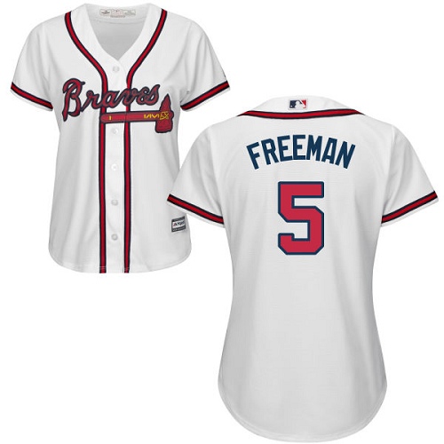 Braves #5 Freddie Freeman White Home Women's Stitched MLB Jersey Braves #5 Freddie Freeman White Home Women's Stitched MLB Jersey