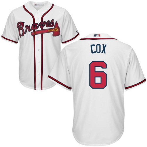 Braves #6 Bobby Cox White Cool Base Stitched Youth MLB Jersey Braves #6 Bobby Cox White Cool Base Stitched Youth MLB Jersey