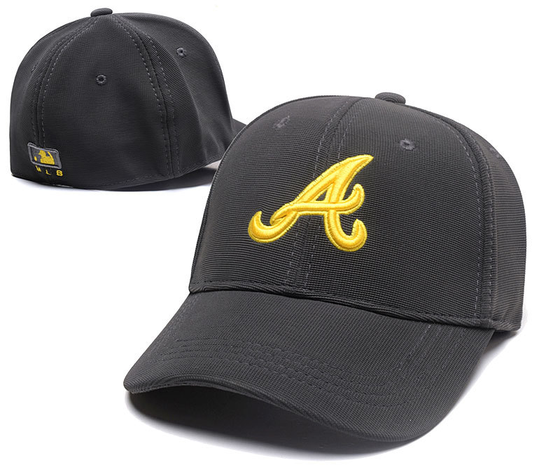 Braves Team Logo Gray Peaked Stretch Fitted Hat SG