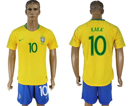 Brazil #10 Kaka Home Soccer Country Jersey Brazil #10 Kaka Home Soccer Country Jersey