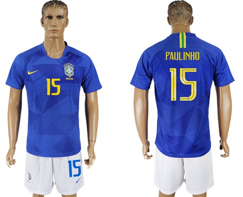 Brazil #15 Paulinho Away Soccer Country Jersey