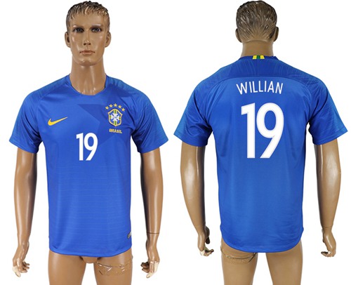 Brazil #19 Willian Away Soccer Country Jersey Brazil #19 Willian Away Soccer Country Jersey