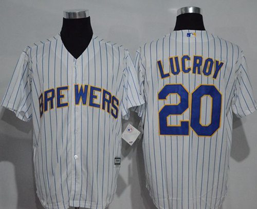 Brewers #20 Jonathan Lucroy White(Blue Strip) New Cool Base Stitched MLB Jersey Brewers #20 Jonathan Lucroy White(Blue Strip) New Cool Base Stitched MLB Jersey