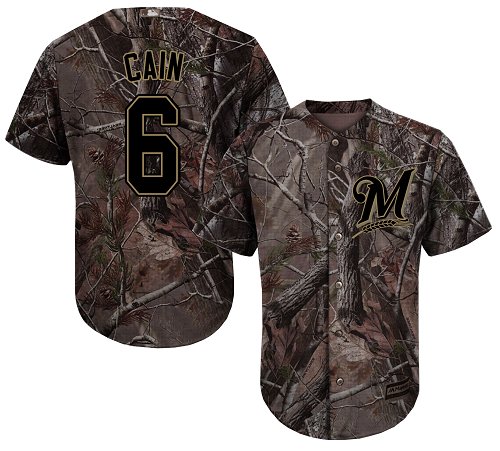 Brewers #6 Lorenzo Cain Camo Realtree Collection Cool Base Stitched Baseball Jersey Brewers #6 Lorenzo Cain Camo Realtree Collection Cool Base Stitched Baseball Jersey