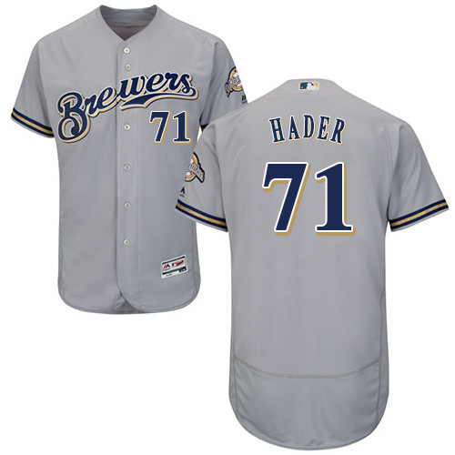 Brewers #71 Josh Hader Grey Flexbase Authentic Collection Stitched Baseball Jersey Brewers #71 Josh Hader Grey Flexbase Authentic Collection Stitched Baseball Jersey