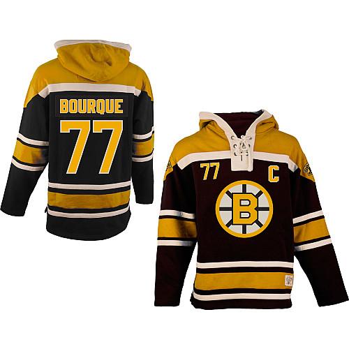 Youth Bruins #77 Ray Bourque Black Sawyer Hooded Sweatshirt Stitched NHL Jersey