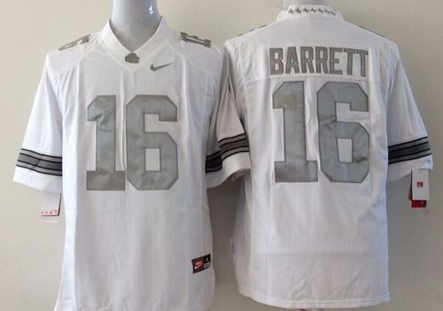 Buckeyes #16 J. T. Barrett White Limited Platinum Stitched Custom Youth NCAA Jersey Buckeyes #16 J. T. Barrett White Limited Platinum Stitched Custom Youth NCAA Jersey