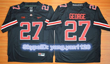 Buckeyes #27 Eddie George Black(Red No.) Limited Stitched NCAA Jersey