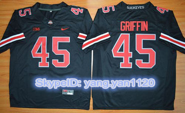 Buckeyes #45 Archie Griffin Black(Red No.) Limited Stitched NCAA Jersey