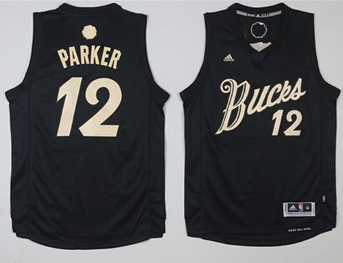 Bucks #12 Jabari Parker Black 2016-2017 Christmas Day Stitched NBA Jersey Bucks #12 Jabari Parker Black 2016-2017 Christmas Day Stitched NBA Jersey