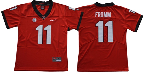 Bulldogs #11 Jake Fromm Red Limited Stitched Youth NCAA Jersey Bulldogs #11 Jake Fromm Red Limited Stitched Youth NCAA Jersey