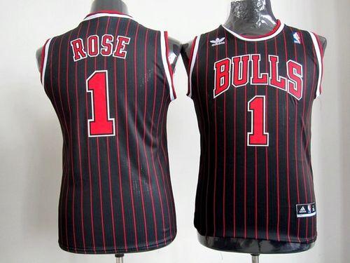 Bulls #1 Derrick Rose Black(Red Strip) Stitched Youth NBA Jersey Bulls #1 Derrick Rose Black(Red Strip) Stitched Youth NBA Jersey