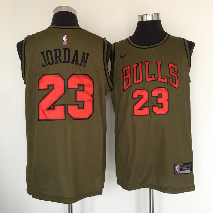 Bulls #23 Michael Jordan Olive Nike Swingman Jersey