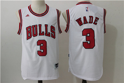 Bulls #3 Dwyane Wade White Stitched NBA Jersey