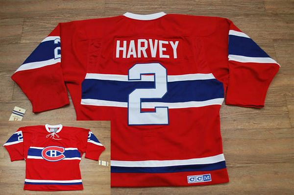 Youth Canadiens #2 Doug Harvey Stitched Red CH CCM Throwback NHL Jersey
