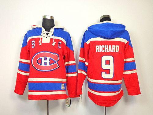 Youth Canadiens #9 Maurice Richard Red Sawyer Hooded Sweatshirt Stitched NHL Jersey Youth Canadiens #9 Maurice Richard Red Sawyer Hooded Sweatshirt Stitched NHL Jersey