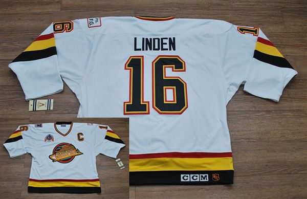 Youth Canucks #16 Trevor Linden Stitched White CCM Throwback Vintage NHL Jersey