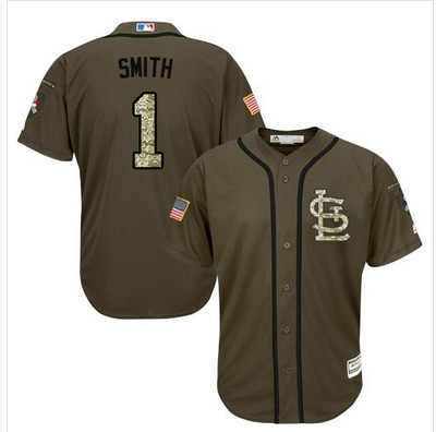 Cardinals #1 Ozzie Smith Green Salute to Service Stitched MLB Jersey