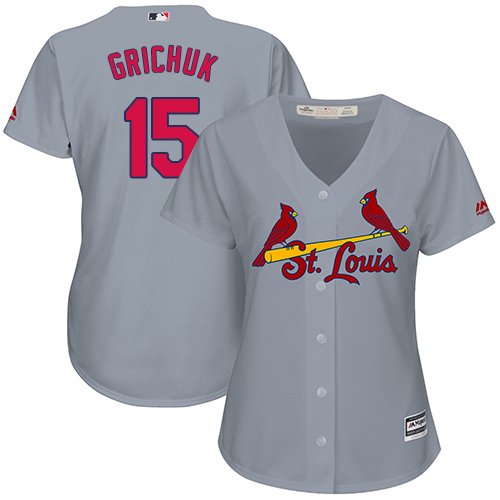 Cardinals #15 Randal Grichuk Grey Road Women's Stitched MLB Jersey Cardinals #15 Randal Grichuk Grey Road Women's Stitched MLB Jersey