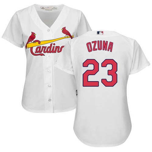 Cardinals #23 Marcell Ozuna White Home Women's Stitched MLB Jersey Cardinals #23 Marcell Ozuna White Home Women's Stitched MLB Jersey