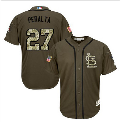 Cardinals #27 Jhonny Peralta Green Salute to Service Stitched MLB Jersey