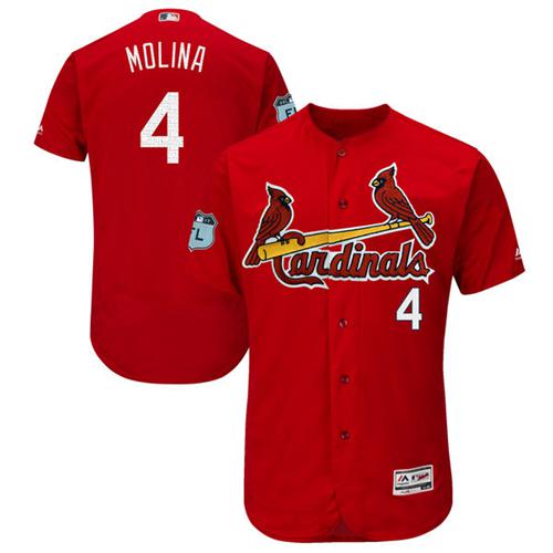 Cardinals #4 Yadier Molina Red 2017 Spring Training Authentic FlexBase Stitched MLB Jersey Cardinals #4 Yadier Molina Red 2017 Spring Training Authentic FlexBase Stitched MLB Jersey