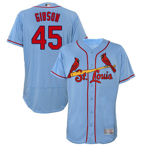 Cardinals #45 Bob Gibson Light Blue Flexbase Authentic Collection Stitched Baseball Jersey Cardinals #45 Bob Gibson Light Blue Flexbase Authentic Collection Stitched Baseball Jersey