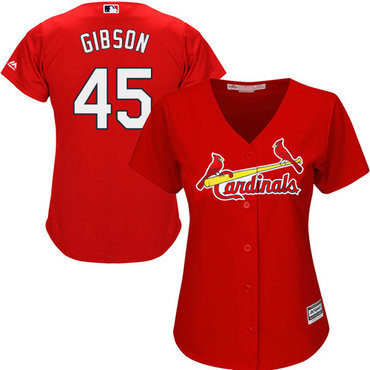 Cardinals #45 Bob Gibson Red Alternate Women's Stitched MLB Jersey Cardinals #45 Bob Gibson Red Alternate Women's Stitched MLB Jersey