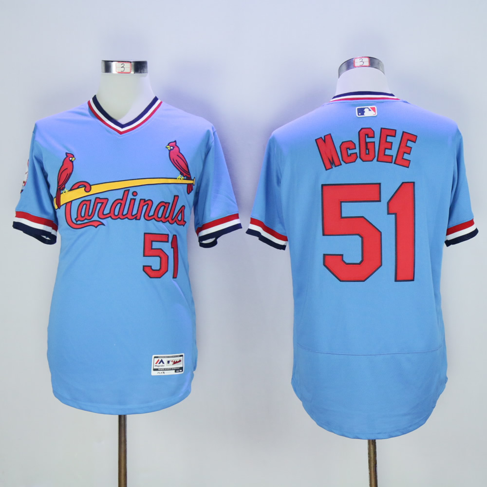 Cardinals #51 Willie McGee Light Blue Cooperstown Flexbase Jersey