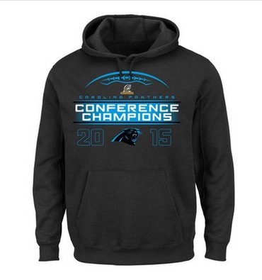 Carolina Panthers Majestic 2015 NFC Conference Champions Supreme Ruler VIII Pullover Hoodie Black