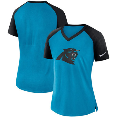 Carolina Panthers Nike Women's Top V Neck T-Shirt Blue Black Carolina Panthers Nike Women's Top V Neck T-Shirt Blue Black