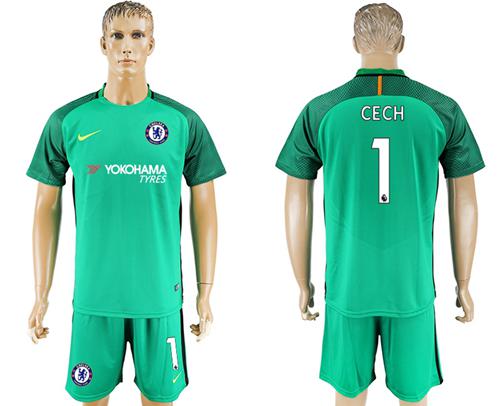 Chelsea #1 Cech Green Goalkeeper Soccer Club Jersey Chelsea #1 Cech Green Goalkeeper Soccer Club Jersey