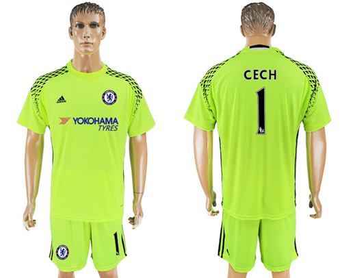 Chelsea #1 Cech Shiny Green Goalkeeper Soccer Club Jersey Chelsea #1 Cech Shiny Green Goalkeeper Soccer Club Jersey