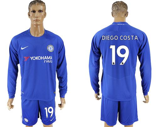 Chelsea #19 Diego Costa Home Long Sleeves Soccer Club Jersey Chelsea #19 Diego Costa Home Long Sleeves Soccer Club Jersey