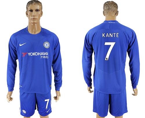 Chelsea #7 Kante Home Long Sleeves Soccer Club Jersey Chelsea #7 Kante Home Long Sleeves Soccer Club Jersey