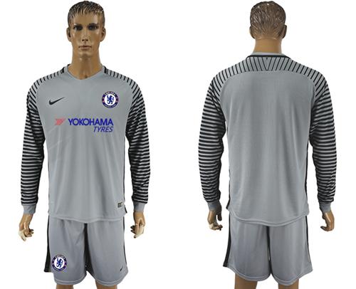 Chelsea Blank Grey Goalkeeper Long Sleeves Soccer Club Jersey Chelsea Blank Grey Goalkeeper Long Sleeves Soccer Club Jersey