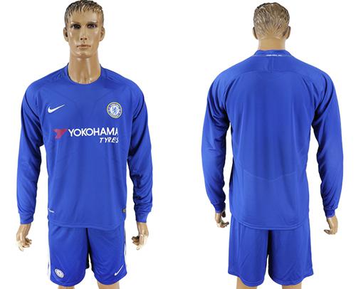 Chelsea Blank Home Long Sleeves Soccer Club Jersey Chelsea Blank Home Long Sleeves Soccer Club Jersey